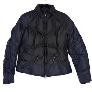 ADD Down Quilted Puffer Jacket Black Lightweight Full Zip Mock Neck Kids 10-12